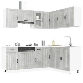 Mueble cocina Kalmar gris hormigón 11 pzas madera contrachapada