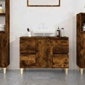 Plywood smoked oak bathroom cabinet 80x33x60cm by vidaXL, bathroom vanities - Ref: Foro24-821273, Price: 68,90 €, Discount: %