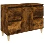 Armario de lavabo madera contrachapada roble ahumado 80x33x60cm de vidaXL, Tocadores de baño - Ref: Foro24-821273, Precio: 68...