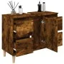 Armario de lavabo madera contrachapada roble ahumado 80x33x60cm de vidaXL, Tocadores de baño - Ref: Foro24-821273, Precio: 68...