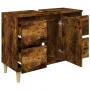 Armario de lavabo madera contrachapada roble ahumado 80x33x60cm de vidaXL, Tocadores de baño - Ref: Foro24-821273, Precio: 68...