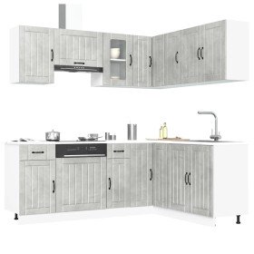 Mueble cocina Lucca gris hormigón 11 pzas madera contrachapada