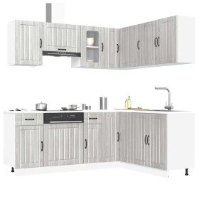 Mueble cocina Lucca sonoma gris 11 pzas madera contrachapada