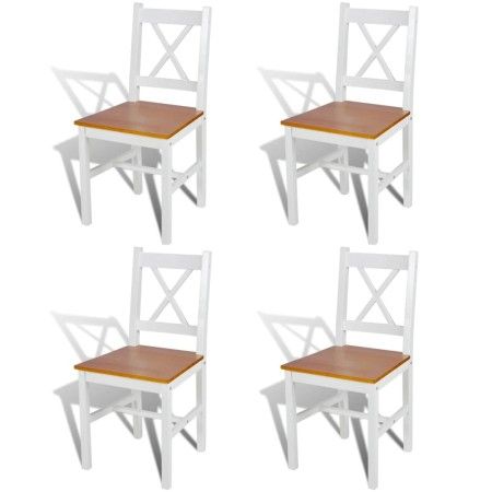 Esszimmerstühle 4 Einheiten aus weißem Kiefernholz von vidaXL, Essstühle - Ref: Foro24-241513, Preis: 182,67 €, Rabatt: %