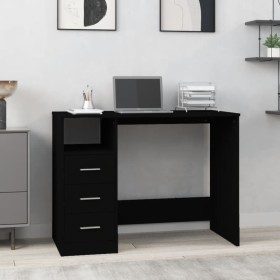 Schubladenschreibtisch aus schwarzem Sperrholz, 102 x 50 x 76 cm von vidaXL, Schreibtische - Ref: Foro24-823033, Preis: 87,91...
