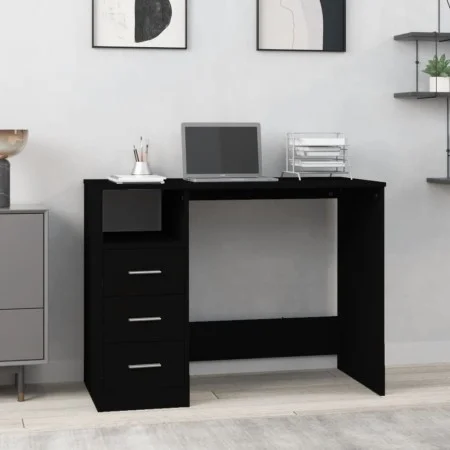 Schubladenschreibtisch aus schwarzem Sperrholz, 102 x 50 x 76 cm von vidaXL, Schreibtische - Ref: Foro24-823033, Preis: 87,91...