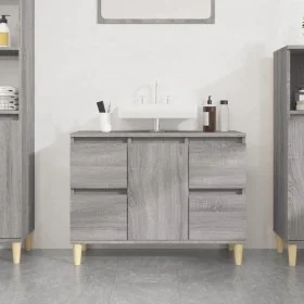 Sonoma grauer Sperrholz-Waschbeckenschrank 80x33x60 cm von vidaXL, Badezimmerwaschtische - Ref: Foro24-821274, Preis: 90,23 €...