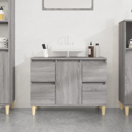 Sonoma grauer Sperrholz-Waschbeckenschrank 80x33x60 cm von vidaXL, Badezimmerwaschtische - Ref: Foro24-821274, Preis: 91,80 €...