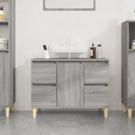 Sonoma grauer Sperrholz-Waschbeckenschrank 80x33x60 cm von vidaXL, Badezimmerwaschtische - Ref: Foro24-821274, Preis: 90,23 €...