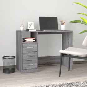Sonoma grauer Sperrholzschreibtisch mit Schubladen 102x50x76 cm von vidaXL, Schreibtische - Ref: Foro24-823038, Preis: 94,44 ...