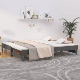 Removable sofa bed solid gray pine wood 2x(80x200) cm by vidaXL, Beds and slatted bases - Ref: Foro24-823386, Price: 173,76 €...