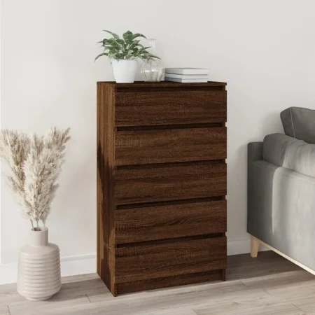 Cómoda de madera contrachapada roble marrón 60x36x103 cm de vidaXL, Cajoneras - Ref: Foro24-823023, Precio: 120,99 €, Descuen...