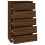 Cómoda de madera contrachapada roble marrón 60x36x103 cm de vidaXL, Cajoneras - Ref: Foro24-823023, Precio: 120,99 €, Descuen...