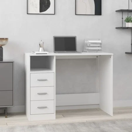 Weißer Sperrholzschreibtisch mit Schubladen 102x50x76 cm von vidaXL, Schreibtische - Ref: Foro24-823032, Preis: 87,75 €, Raba...