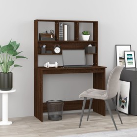 Oak brown plywood desk with shelves 102x45x148cm by vidaXL, Desks - Ref: Foro24-823007, Price: 79,06 €, Discount: %