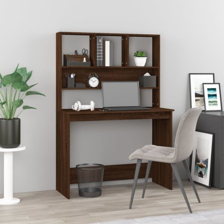 Oak brown plywood desk with shelves 102x45x148cm by vidaXL, Desks - Ref: Foro24-823007, Price: 79,06 €, Discount: %