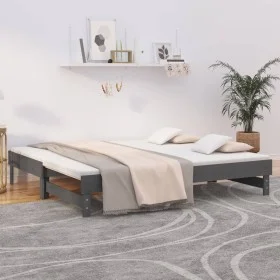 Removable sofa bed solid gray pine wood 2x(90x190) cm by vidaXL, Beds and slatted bases - Ref: Foro24-823391, Price: 153,60 €...