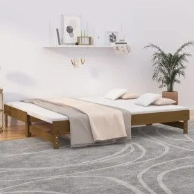Removable sofa bed solid brown pine wood 2x(100x200) cm by vidaXL, Beds and slatted bases - Ref: Foro24-823377, Price: 196,90...