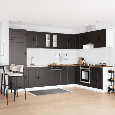 Gabinete base para fregadero con puerta Porto 2 pcs Negro