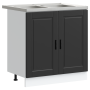 Gabinete base para fregadero con puerta Porto 2 pcs Negro