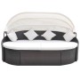 Liegestuhl mit Baldachin aus braunem synthetischem Rattan von vidaXL, Betten im Freien - Ref: Foro24-41831, Preis: 582,89 €, ...