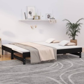 Removable sofa bed solid black pine wood 2x(90x200) cm by vidaXL, Beds and slatted bases - Ref: Foro24-823383, Price: 134,43 ...