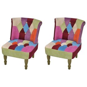 Sillones de estilo francés 2 unidades tela retales Patchwork Sillones de estilo francés 2 unidades tela retales Patchwork