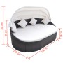 Liegestuhl mit Baldachin aus braunem synthetischem Rattan von vidaXL, Betten im Freien - Ref: Foro24-41831, Preis: 582,89 €, ...