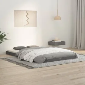 Solid gray pine wood bed frame 120x190 cm by vidaXL, Beds and slatted bases - Ref: Foro24-823476, Price: 129,99 €, Discount: %
