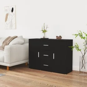 Schwarzes Sperrholz-Sideboard 91x29,5x65 cm von vidaXL, Sideboards - Ref: Foro24-823343, Preis: 81,80 €, Rabatt: %