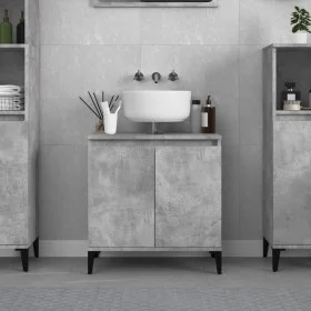 Armario de lavabo madera contrachapada gris hormigón 58x33x60cm de vidaXL, Tocadores de baño - Ref: Foro24-821264, Precio: 52...