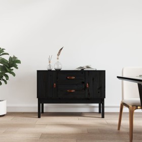 Sideboard aus massivem schwarzem Kiefernholz, 110 x 40 x 78 cm von vidaXL, Sideboards - Ref: Foro24-823528, Preis: 106,64 €, ...