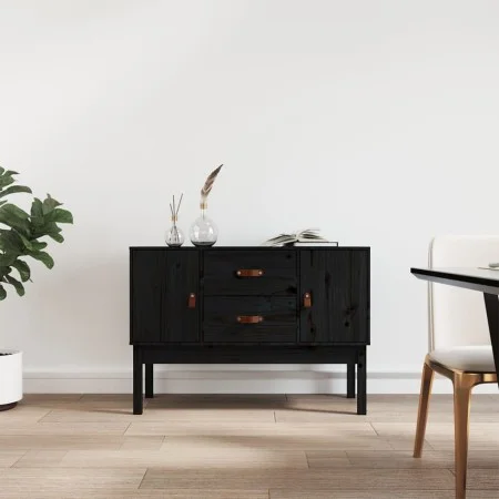 Sideboard aus massivem schwarzem Kiefernholz, 110 x 40 x 78 cm von vidaXL, Sideboards - Ref: Foro24-823528, Preis: 106,64 €, ...