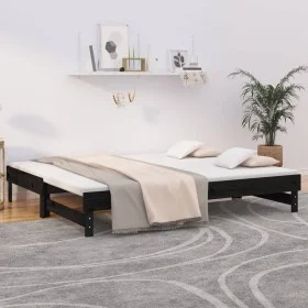 Removable sofa bed solid black pine wood 2x(100x200) cm by vidaXL, Beds and slatted bases - Ref: Foro24-823378, Price: 196,90...