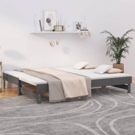 Abnehmbares Schlafsofa aus massivem, grauem Kiefernholz, 2 x (90 x 200) cm von vidaXL, Betten und Lattenroste - Ref: Foro24-8...