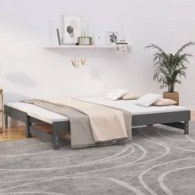 Removable sofa bed solid gray pine wood 2x(90x200) cm by vidaXL, Beds and slatted bases - Ref: Foro24-823381, Price: 132,85 €...