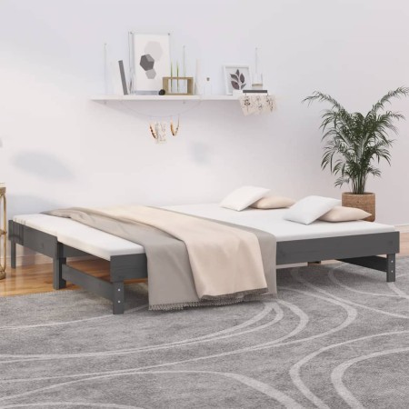 Abnehmbares Schlafsofa aus massivem, grauem Kiefernholz, 2 x (90 x 200) cm von vidaXL, Betten und Lattenroste - Ref: Foro24-8...
