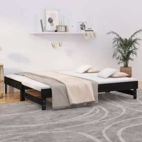 Removable sofa bed solid black pine wood 2x(90x190) cm by vidaXL, Beds and slatted bases - Ref: Foro24-823393, Price: 163,19 ...