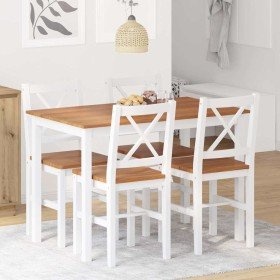 Juego de muebles de comedor 5 piezas marrón y blanco