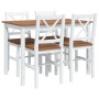 Juego de muebles de comedor 5 piezas marrón y blanco