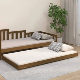 Honey brown solid pine wood bed frame 80x200 cm by vidaXL, Beds and slatted bases - Ref: Foro24-823502, Price: 92,52 €, Disco...
