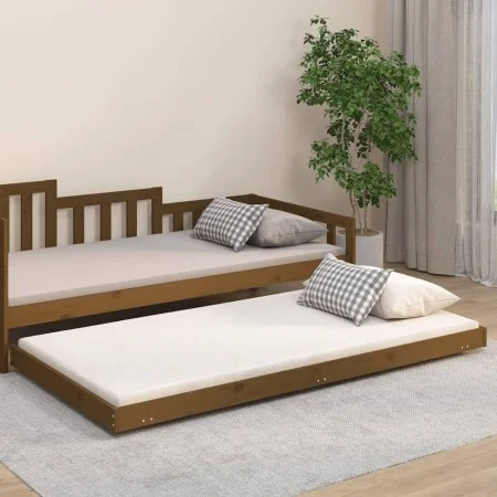 Honey brown solid pine wood bed frame 80x200 cm by vidaXL, Beds and slatted bases - Ref: Foro24-823502, Price: 92,52 €, Disco...