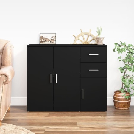 Aparador de madera contrachapada negro 91x29,5x75 cm de vidaXL, Aparadores - Ref: Foro24-823270, Precio: 86,39 €, Descuento: %