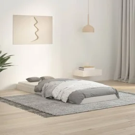 Solid white pine wood bed frame 75x190 cm by vidaXL, Beds and slatted bases - Ref: Foro24-823485, Price: 54,15 €, Discount: %