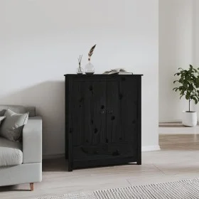 Hohes Sideboard aus massivem Zirbenholz schwarz 83x41,5x100 cm von vidaXL, Sideboards - Ref: Foro24-823518, Preis: 113,47 €, ...