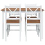 Juego de muebles de comedor 5 piezas marrón y blanco