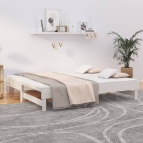 Sofá cama extraíble madera maciza de pino blanco 2x(75x190) cm