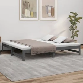 Removable sofa bed solid gray pine wood 2x(90x190) cm by vidaXL, Beds and slatted bases - Ref: Foro24-823416, Price: 144,69 €...