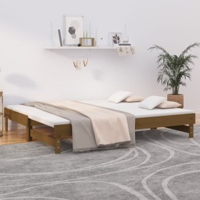 Sofá cama extraíble madera maciza de pino marrón 2x(90x200) cm de vidaXL, Camas y somieres - Ref: Foro24-823382, Precio: 127,...