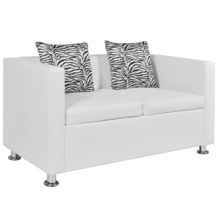 Sofá de 2 plazas de cuero artificial blanco de vidaXL, Sofás - Ref: Foro24-242212, Precio: 225,85 €, Descuento: %